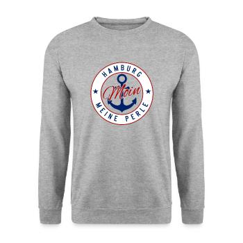 Hamburg Maritim Perle Anker Norddeutschland - Unisex Pullover - Weißgrau meliert - Vorne - Alina (178cm) & Michal (187cm)