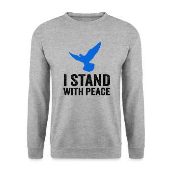 I STAND WITH PEACE - Unisex Sweatshirt - salt & pepper - Front - Alina (178cm) & Michal (187cm)