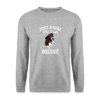 Chien boxeur - Sweat-shirt Unisexe - gris chiné - Devant - Alina (178cm) & Michal (187cm)