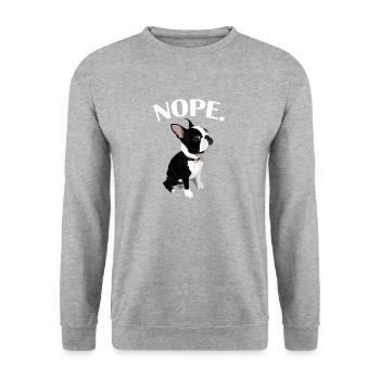 Boston Terrier - Unisex Pullover - Weißgrau meliert - Vorne - Alina (178cm) & Michal (187cm)
