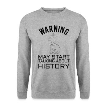 HISTORY HISTORIAN : History Warning - Sweat-shirt Unisexe - gris chiné - Devant - Alina (178cm) & Michal (187cm)