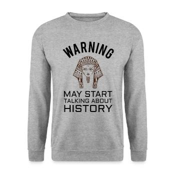 HISTORY HISTORIAN : History Warning - Unisex Sweatshirt - salt & pepper - Front - Alina (178cm) & Michal (187cm)