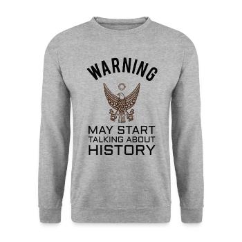 HISTORY HISTORIAN : History Warning - Unisex Sweatshirt - salt & pepper - Front - Alina (178cm) & Michal (187cm)