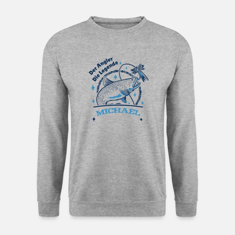 Der Angler die Legende Michael - Unisex Pullover - Weißgrau meliert