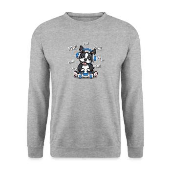 Boston-Terrier - Unisex Pullover - Weißgrau meliert - Vorne - Alina (178cm) & Michal (187cm)