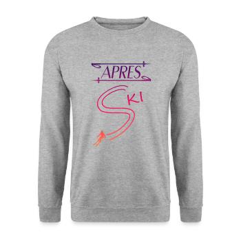 Apres Ski Pistensau Skihase Geschenk - Unisex Pullover - Weißgrau meliert - Vorne - Alina (178cm) & Michal (187cm)