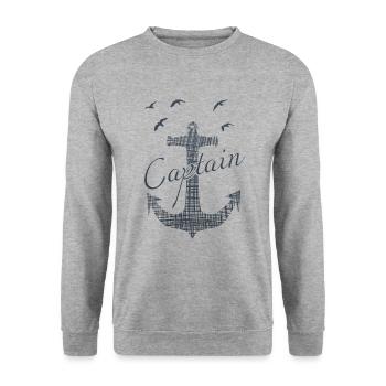 Captain Kapitän - Unisex Pullover - Weißgrau meliert - Vorne - Alina (178cm) & Michal (187cm)
