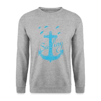 Sailing, sailing, Anker, Kapitän - Unisex Pullover - Weißgrau meliert - Vorne - Alina (178cm) & Michal (187cm)
