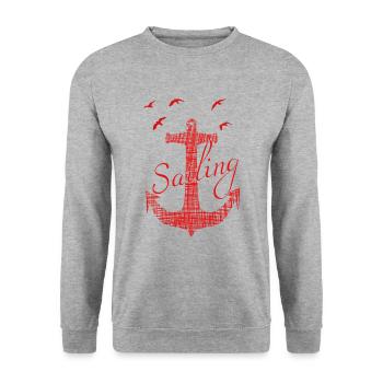 Sailing Anker Captain - Unisex Pullover - Weißgrau meliert - Vorne - Alina (178cm) & Michal (187cm)