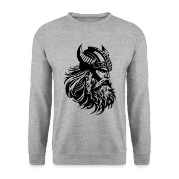 Viking Head Warrior Viking - Unisex Sweatshirt - salt & pepper - Front - Alina (178cm) & Michal (187cm)