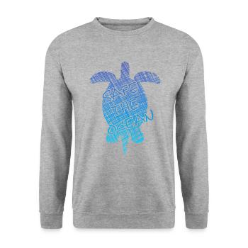 save the ocea, turtle, schildkröte - Unisex Pullover - Weißgrau meliert - Vorne - Alina (178cm) & Michal (187cm)