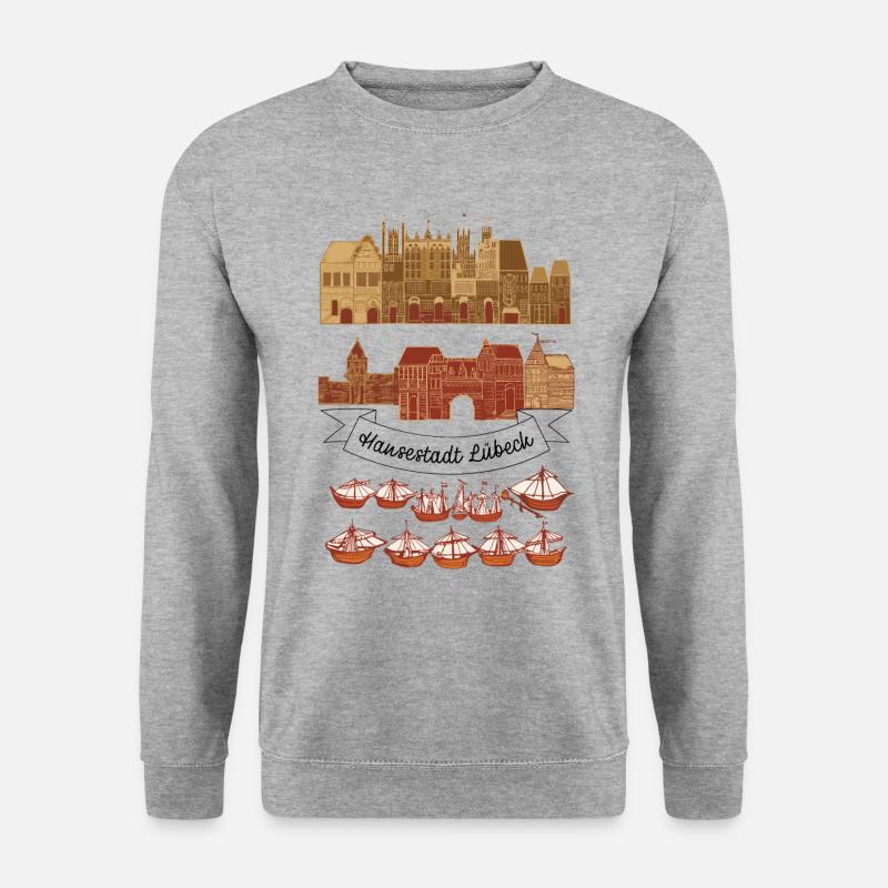 Lübeck - Unisex Pullover - Weißgrau meliert