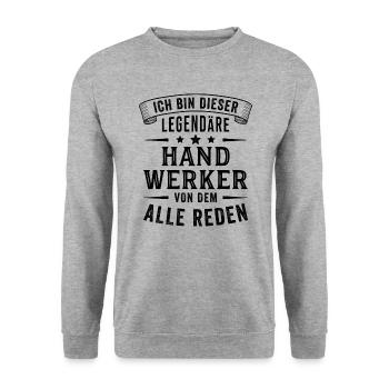 Handwerker Legende Heimwerker Handwerk - Unisex Pullover - Weißgrau meliert - Vorne - Alina (178cm) & Michal (187cm)