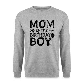 Mom Of The Birthday Boy - Anniversaire - Sweat-shirt Unisexe - gris chiné - Devant - Alina (178cm) & Michal (187cm)