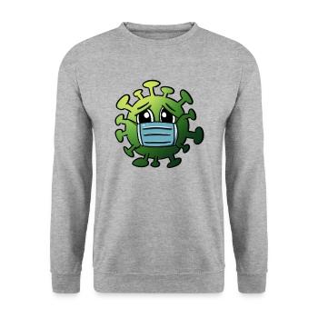Virus with Mouthguard Funny Corona Graphic - Unisex Sweatshirt - salt & pepper - Front - Alina (178cm) & Michal (187cm)