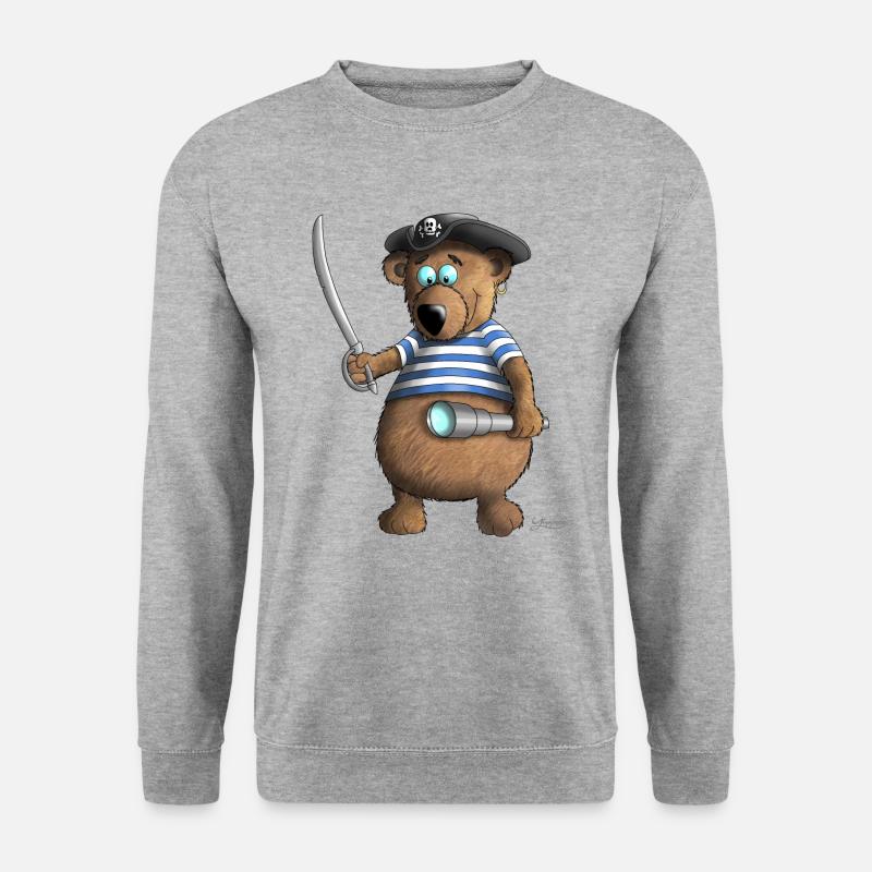 Lustiger Pirat - Unisex Pullover - Weißgrau meliert