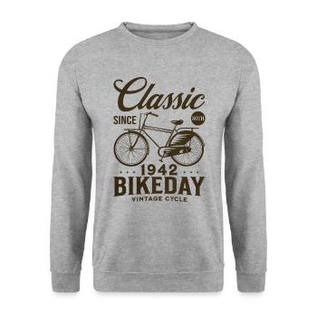 Cycliste 1942 Vélo 80 Ans Anniversaire - Sweat-shirt Unisexe - gris chiné - Devant - Alina (178cm) & Michal (187cm)