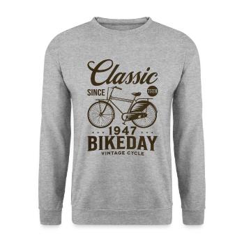 Cycliste 1947 Vélo 75 Ans Anniversaire - Sweat-shirt Unisexe - gris chiné - Devant - Alina (178cm) & Michal (187cm)