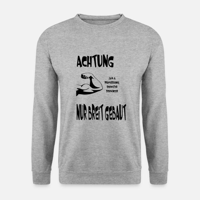 Schwinger, schwingen, Muskeln, Männergeschenk - Unisex Pullover - Weißgrau meliert