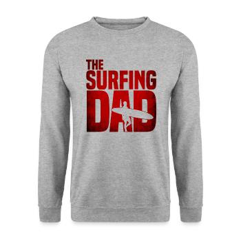 The Surfing Dad - Surfer Vater Vatertag Wellen - Unisex Pullover - Weißgrau meliert - Vorne - Alina (178cm) & Michal (187cm)