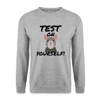 Animal experiments Animal welfare | Test On Yourself - Unisex Sweatshirt - salt & pepper - Front - Alina (178cm) & Michal (187cm)