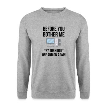 Geschenk IT-Support IT-Helpdesk Lustiger Spruch - Unisex Pullover - Weißgrau meliert - Vorne - Alina (178cm) & Michal (187cm)