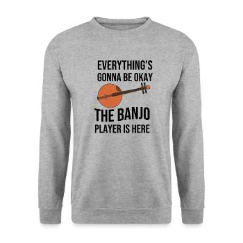 Funny banjo player gift | Bluegrass banjo - Unisex Sweatshirt - salt & pepper - Front - Alina (178cm) & Michal (187cm)