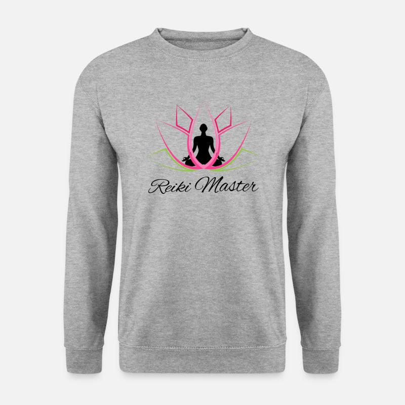 Reiki Meister Geschenk Lotus | Reiki Heiler - Unisex Pullover - Weißgrau meliert