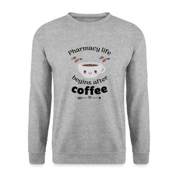 Pharmacist pharmacy student coffee lover - Unisex Sweatshirt - salt & pepper - Front - Alina (178cm) & Michal (187cm)
