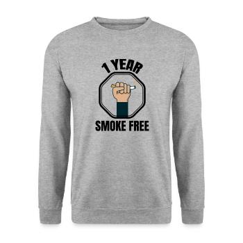 1 year smoke free | Smoking Heard ex-smokers - Unisex Sweatshirt - salt & pepper - Front - Alina (178cm) & Michal (187cm)