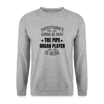 Orgelgeschenke | Pfeifenorgel Spieler Geschenk - Unisex Pullover - Weißgrau meliert - Vorne - Alina (178cm) & Michal (187cm)