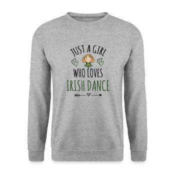 Irisches Tanzmädchen | Irish Dancing St. Patricks - Unisex Pullover - Weißgrau meliert - Vorne - Alina (178cm) & Michal (187cm)