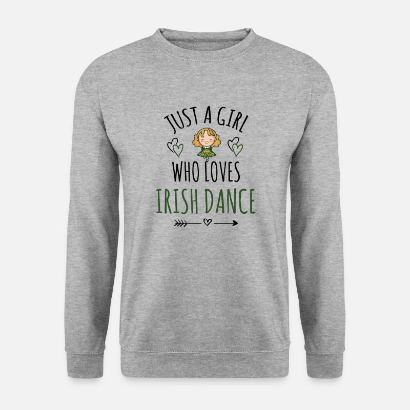 Irisches Tanzmädchen | Irish Dancing St. Patricks - Unisex Pullover - Weißgrau meliert