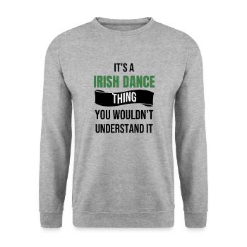 Irischer Tänzer | Irish Dancing St. Patrick's Day - Unisex Pullover - Weißgrau meliert - Vorne - Alina (178cm) & Michal (187cm)