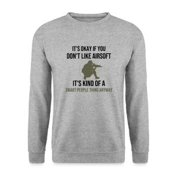 Airsoft Player Airsoft Lover Softair Shooting - Unisex Sweatshirt - salt & pepper - Front - Alina (178cm) & Michal (187cm)