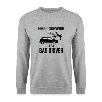 Car accident convalescence gift accident car surgery - Unisex Sweatshirt - salt & pepper - Front - Alina (178cm) & Michal (187cm)
