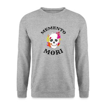 Memento Mori | Skull and Crossbones Stoic Philosophy - Unisex Sweatshirt - salt & pepper - Front - Alina (178cm) & Michal (187cm)