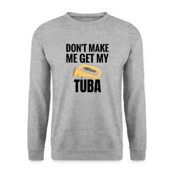 Tuba Geschenk | Tubaspieler Blaskapelle Tubist - Unisex Pullover - Weißgrau meliert - Vorne - Alina (178cm) & Michal (187cm)