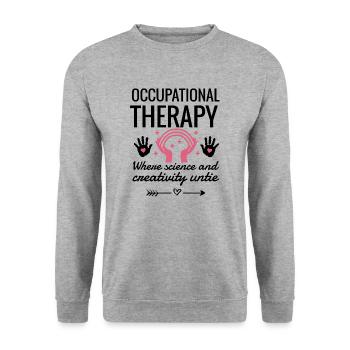 Occupational therapist gift | Occupational therapy therapist - Unisex Sweatshirt - salt & pepper - Front - Alina (178cm) & Michal (187cm)