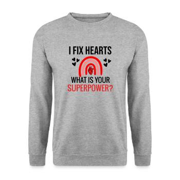 Infirmière Cardiologie Soins cardiologie - Sweat-shirt Unisexe - gris chiné - Devant - Alina (178cm) & Michal (187cm)