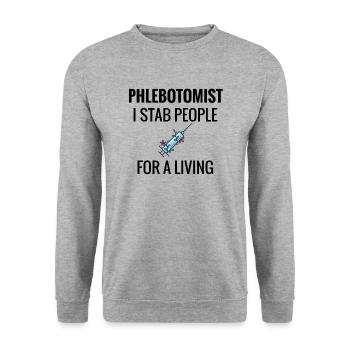 Blutabnahme | Medizinisches Labor Blut Abnehmen - Unisex Pullover - Weißgrau meliert - Vorne - Alina (178cm) & Michal (187cm)