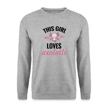 Axolotl Gifts For Women | Axolotl Lovers - Unisex Sweatshirt - salt & pepper - Front - Alina (178cm) & Michal (187cm)