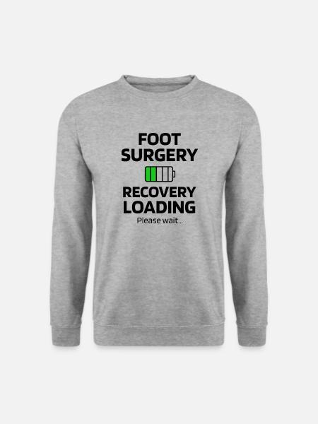 Fuß-OP Gebrochener Fuß Operation Genesungsgeschenk - Unisex Pullover - Weißgrau meliert