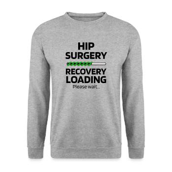 Chirurgie de la hanche Cadeau de rétablissement Hanches artificielles - Sweat-shirt Unisexe - gris chiné - Devant - Alina (178cm) & Michal (187cm)