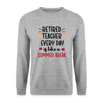 Lehrer Pensionierung Ruhestandsgeschenk Lehrerin - Unisex Pullover - Weißgrau meliert - Vorne - Alina (178cm) & Michal (187cm)