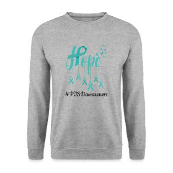 Post-traumatic stress disorder | PTSD fighter - Unisex Sweatshirt - salt & pepper - Front - Alina (178cm) & Michal (187cm)