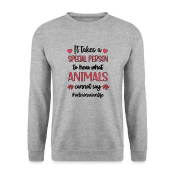 Veterinarian Veterinarian Veterinarian Veterinarian Physician - Unisex Sweatshirt - salt & pepper - Front - Alina (178cm) & Michal (187cm)