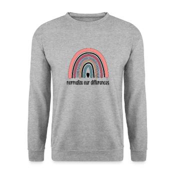 Neurodiversität Autismus ADHS Neurodiversität ASD - Unisex Pullover - Weißgrau meliert - Vorne - Alina (178cm) & Michal (187cm)