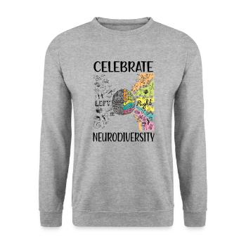 Neurodiversität Autismus ADHS Neurodiversity ASD - Unisex Pullover - Weißgrau meliert - Vorne - Alina (178cm) & Michal (187cm)