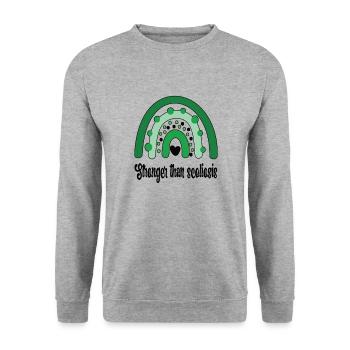Scoliose Combattants Cadeau Scoliose Conscience - Sweat-shirt Unisexe - gris chiné - Devant - Alina (178cm) & Michal (187cm)